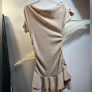 (#56) cream and tan ruffle dress #ruffles #summerdress #feminine